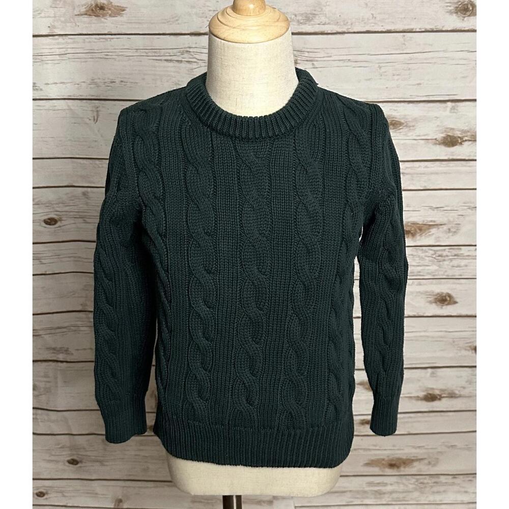 Crewcuts classic green cotton crewneck cable-knit pullover sweater Size XS
